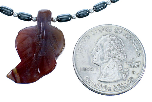 Hematite And Jasper Sterling Silver Leaf Southwestern Bead Necklace LX114433